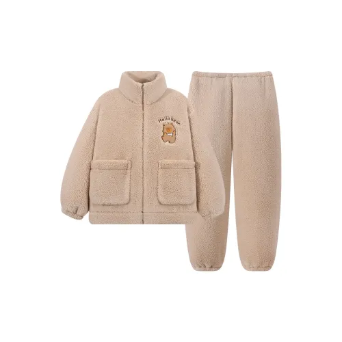 HANQIANNUO Осенне-зимняя пижама Day Верхняя одежда Готовая Женская Утолщенная с флисовой подкладкой