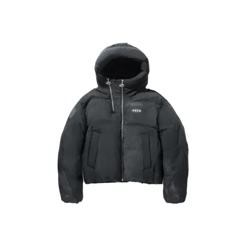 Лайнер Эбеновое дерево Черный Деним С принтом Женский Пуховик