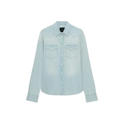 ZARA ZW Series Светло-синие Женские Рубашки