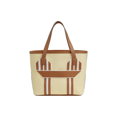 HERMES Pursangle Canvas Clemente Телячья кожа Сумка Средний Женский Ванильный Золотой Белый