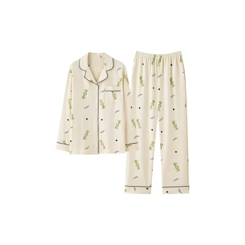 Sharefun Бежевый Абрикос Женские Пижамные Комплекты