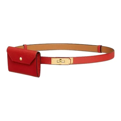 HERMES Кожаные ремни Женские Красный 1,8 см