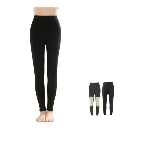 Lan Miao Черный Серый Флис С Подкладкой Термобрюки Женские