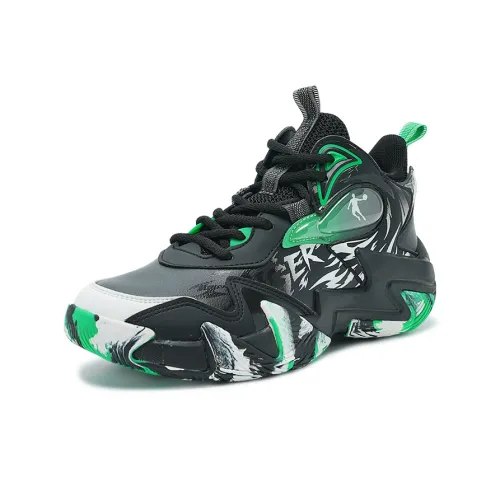 QIAODAN Basketball Collection Детские баскетбольные кроссовки MID Топ Черный Sunward Зеленый Унисекс