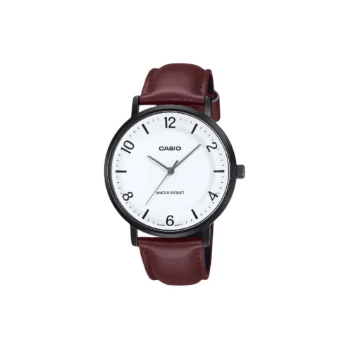 CASIO Standard Series Кварцевый механизм Кожаный ремешок Часы Мужские Белый циферблат