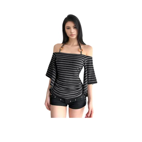 QIAOMONVHAI Серый Женские T-рубашки