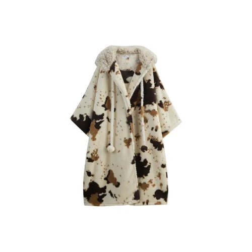 Same Language Хлопальные халаты Женские Абрикос Белый · Коричневый Зебра С принтом