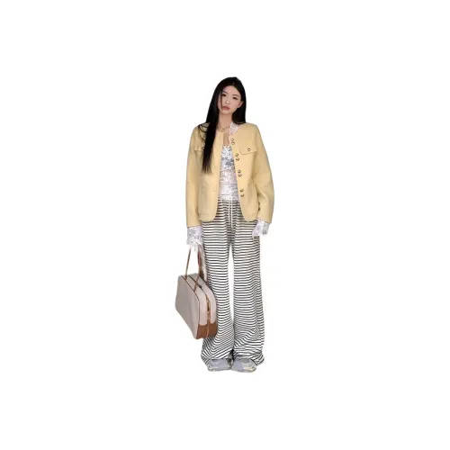 PZHK Желтое Женское Короткое Пальто