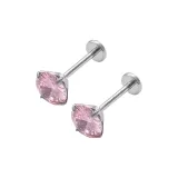 Многоцветные серьги-гвоздики (Светло-розовый)