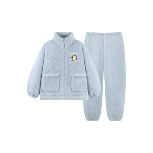 HANQIANNUO Осенне-зимняя пижама термическая женская утолщенная с флисовой подкладкой