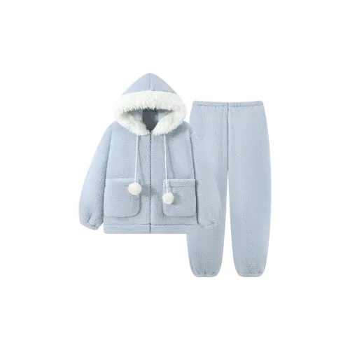 HANQIANNUO Осенне-зимняя пижама премиум-класса женская утолщенная с флисовой подкладкой и термическим эффектом