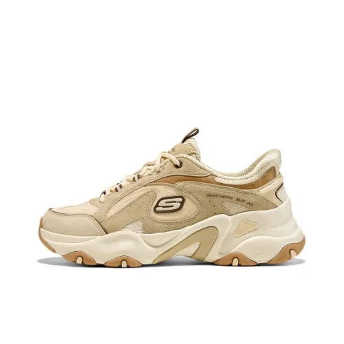 Skechers D'LITES 5,0 Дышащая Поддержка Низкий Верх Тяжелая Подошва Кроссовки Женские Бежевый Коричневый