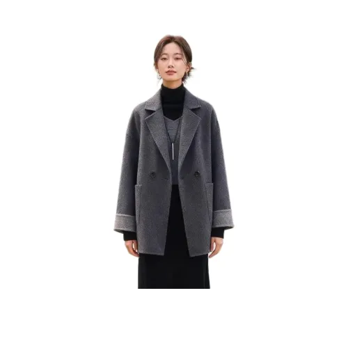 ZUOSAISI Темно-серый и Светло-серый Женское Пальто