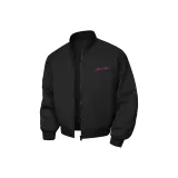 Черный хлопковый пуховик, улучшенный, розовый текст