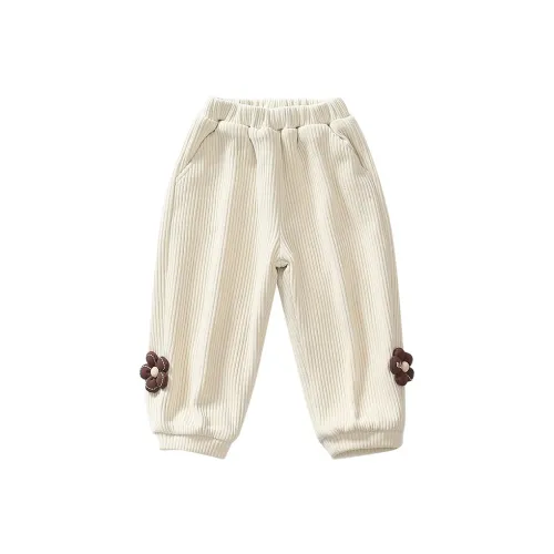 RHOBESAM Xiaomin Дом T139 Два Floral Medley Флис Линейные Брюки Бежевые Детские Тренировочные Брюки