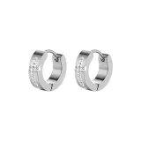 Гладкая отделка, украшенная стразами, крест, серьги-кольца - серебряное, 1 пара