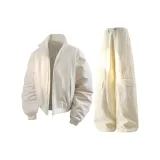 Белое пальто + хаки штаны