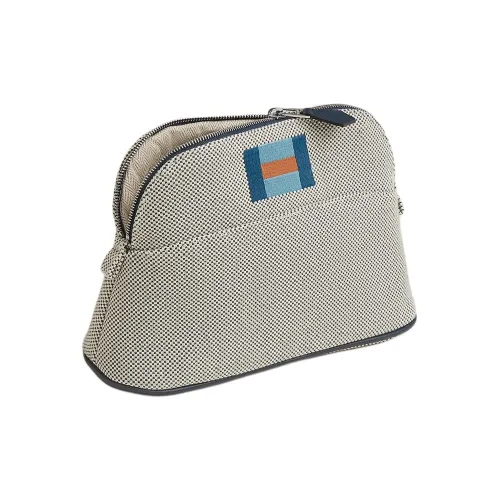 HERMES Casaque Хлопок Путешествие Хранение Сумка Мини Унисекс Морской Синий