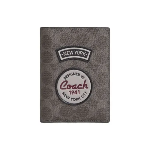 COACH Картхолдер из искусственной кожи мужской серый медный