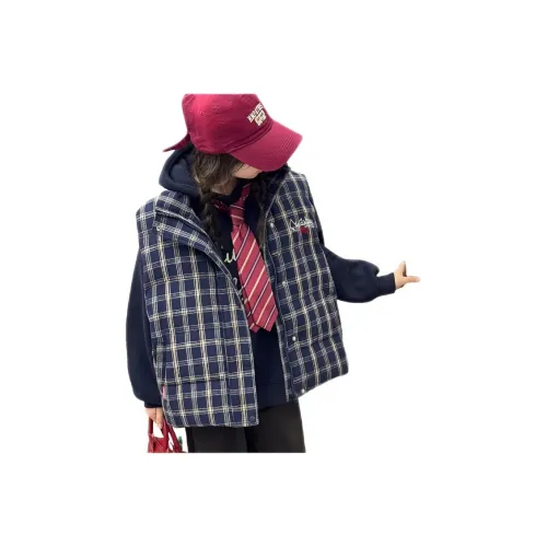 ZHIO Темно-синий клетчатый жилет для школьников жилеты