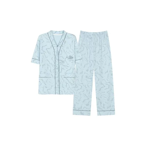 Floating Light Islands Пижама Комплект Женский Светло-Синий