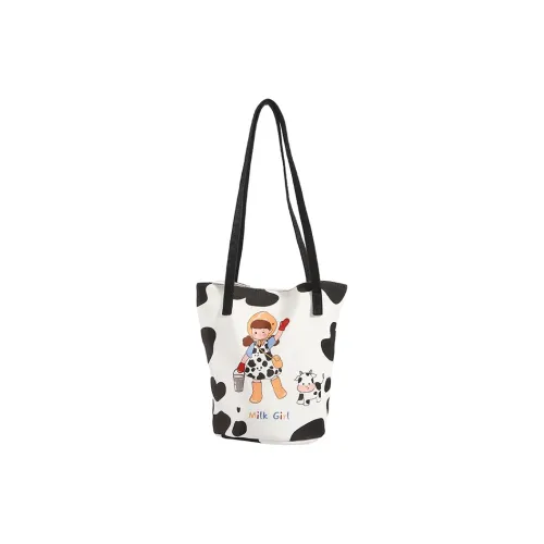 Iman's House Ведро-сумка Сумка через плечо Саржевая короткая плюшевая сумка Женская Корова Узор Коричневый Вест-хайленд Музыкальная Девушка