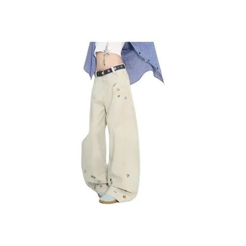 YICHEN Абрикосовые Брюки Женские Джинсы