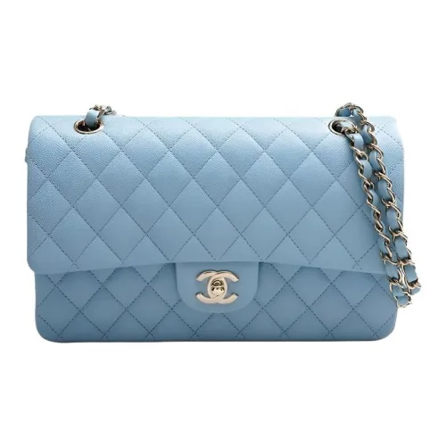 CHANEL Телячья кожа Сумка через плечо Средняя Женская Светло-синяя