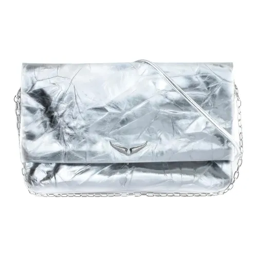 Zadig Voltaire Коровья кожа Через плечо Одно плечо Клатч Экстра-большой Женская серебряная