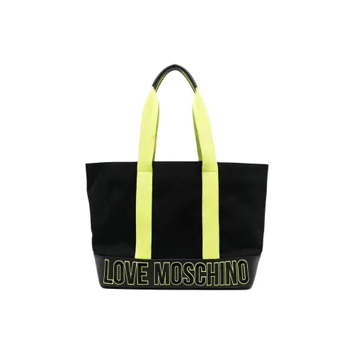 LOVE MOSCHINO Хлопок Тоут Сумка Сумка для покупок Сумка на плечо Сумка Женская Черная и Лаймово-зеленая