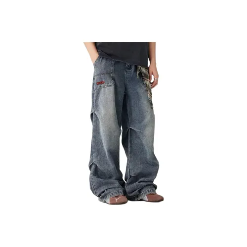 HOKLV Синий С подарками Съемный Застежка-липучка Унисекс Джинсы