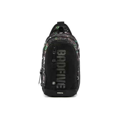 Лайнер Полиэстер Плечевая Сумка Унисекс Черный С принтом по всей поверхности