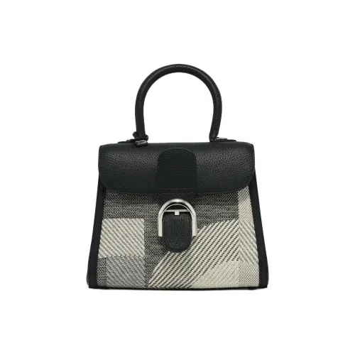 Delvau Brillant Жаккард Холст Crispy Телячья кожа Одно плечо Сумка Женская Черная Серый