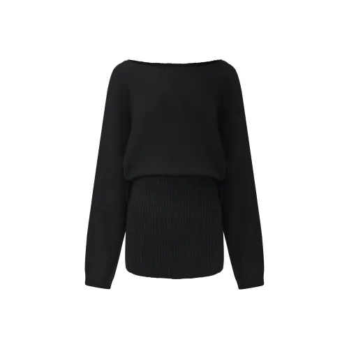 ORIASTAR Черные Женские Длинные Платья с Длинными Рукавами