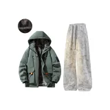 Армейский зеленый [с флисовой подкладкой] + светло-серый