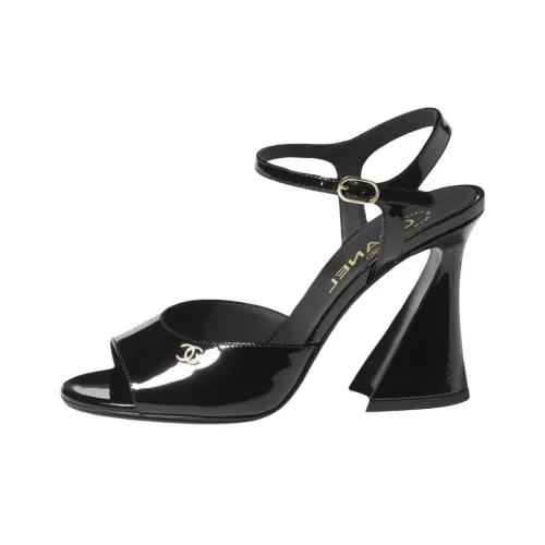 CHANEL One Ремешок Сандалии 10 см Женские Черный