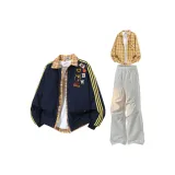 Темно-синий, синий + желтый, рубашка + светло-серые, штаны