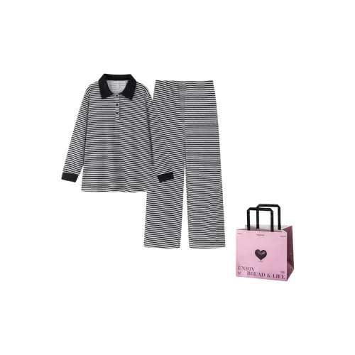NATTY Полосы Комплекты одежды [Сумка для покупок с сердцем] Женские Пижамные комплекты