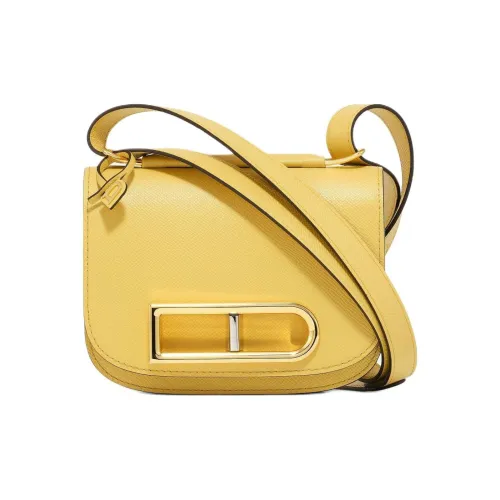 Delvau Lingot Телячья кожа Плечевая сумка Маленькая Женская Желтая