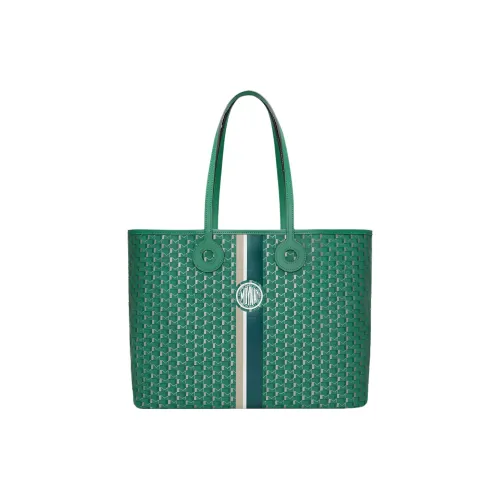 Moynat Холст и Кожа Тоут Сумка Сумка для покупок Сумка через плечо Сумка Экстра-большая Женская Зеленая