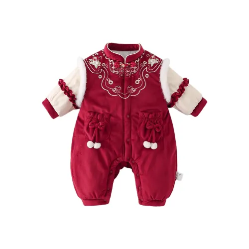 XiaoJinBu Темно-красный Малыш Комбинезоны Ползунки
