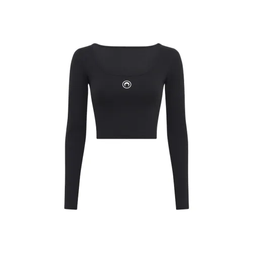 Marine Serre Черные Женские T-рубашки