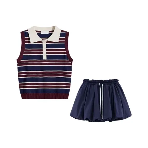 DANCANG Темно-синий Collides с Бордовый Женские Комплекты с юбкой