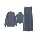 Серый свитшот + серый жилет + серые штаны