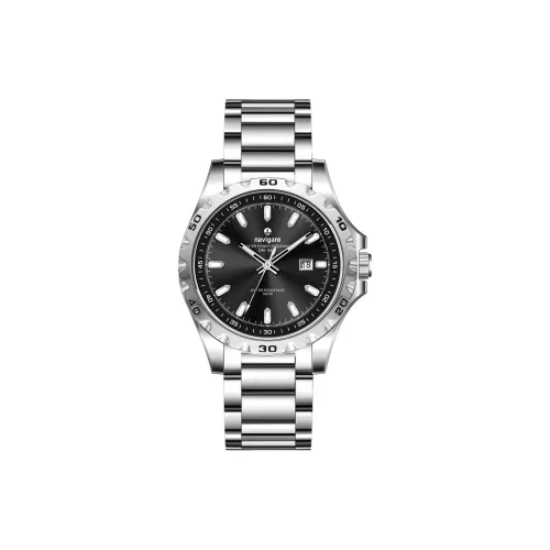 NAVIGARE Кварцевый механизм стальной ремешок мужские часы черный циферблат