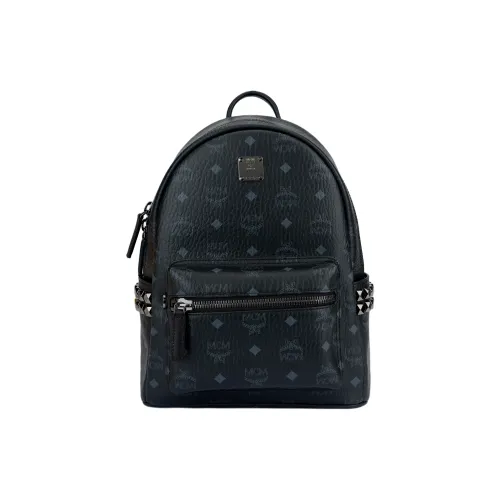 MCM Stark Visetos Покрытый холст Рюкзак Маленький Унисекс Черный