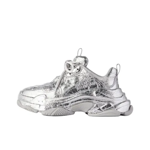 Balenciaga Triple S Low Топ Толстая подошва Кроссовки Мужские Серебряные