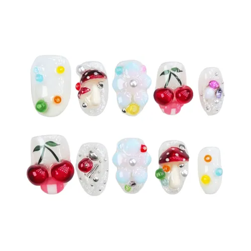 HY SHEWINK Enchanted Forest Осень и зима Тяжелый каркас Molding Гриб Цветочный Вишня False Nail Овал Укороченный