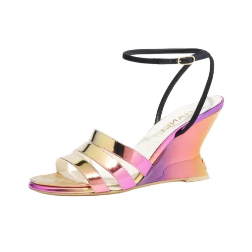 CHANEL One Ремешок Сандалии 8,5 см Женские Фиолетовый Золото