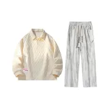 Абрикосовый свитшот + серые белые штаны